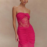 Strapless Maxi Dress With Hollow Pleats